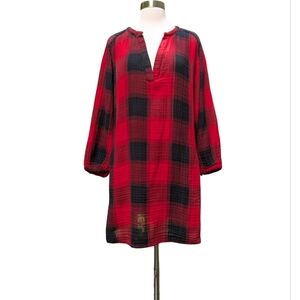 OLD NAVY Dress Tunic Red Black Plaid Pockets XL